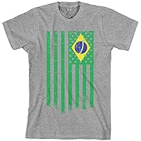 Threadrock Men's Brazil American Flag T-Shirt
