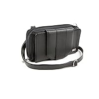 Women's Wallet RFID Cell Phone Purse Leather Crossbody with Accordion Pebbled Black