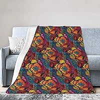 60''x50'' Throw Blankets for All Seasons Super Soft Cozy Microfiber Fleece Blanket for Couch Sofa Bedroom Novelty Gifts for Family Friends Child-Flower Stained Glass