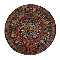 NOVICA Artisan Handmade Ceramic Relief Panel Museum Replica Fifth Sun Aztec Calendar Wall Decor Art Earthtone Mexico Cultural Archaeological 'Fifth Sun in Yellow'