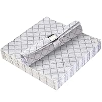 Silver Spoons DISPOSABLE QUILTED LUNCHEON NAPKINS | European Made | for Upscale Wedding and Dining | 16 pc | White