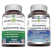 Amazing Nutrition Hyaluronic Acid + Glucosamine Chondroitin MSM (2 Products)