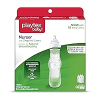 Playtex Baby Nurser Bottle with Pre-Sterilized Disposable Drop-Ins Liners, Closer to Breastfeeding, 8 Ounce Bottles, 3 Count