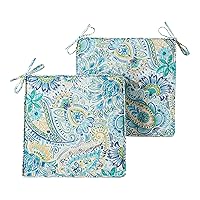 Greendale Home Fashions Outdoor 18-inch Square Reversible Seat Cushion, Paisley 2 Count