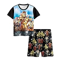 Boys Cartoon Graphic Shirt 2PCS Pants Sets Camera Speaker Video Game Outfits for 5-12 Years