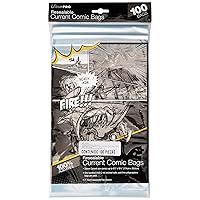 Ultra Pro Resealable Current Size Comic Bags 2-Mil Polypropylene 6-7/8 X 10½ Inches (100-Count)