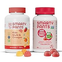 SmartyPants Kids Multivitamin Gummies and Probiotic Immunity Bundle: Omega 3 Fish Oil (EPA/DHA), Vitamin D3, C, Vitamin B12, B6, Digestive & Immune Support Supplement (30 Day Supply)