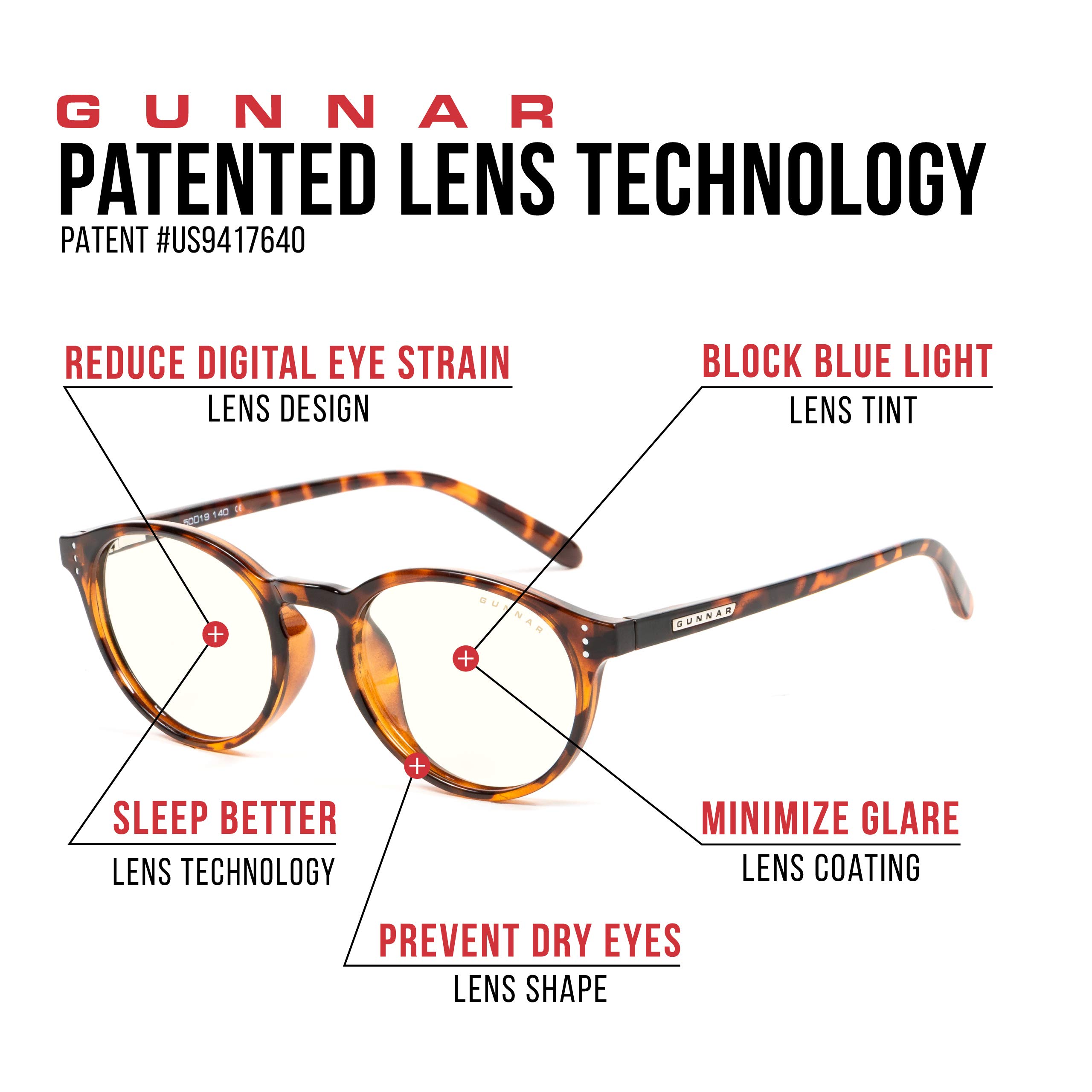 GUNNAR - Blue Light Reading Glasses - Blocks 35% Blue Light - Attaché, Tortoise, Clear Tint, Pwr +3.0
