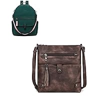 FADEON Leather Laptop Backpack for Women and Crossbody Purses for Women