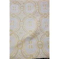 Ad Fabric, Liturgical Brocade,Church Gorgeous Cross,Light Gold, Liturgical Metallic Brocade Fabric, Non-Stretch, Sells by The Yard Color,60