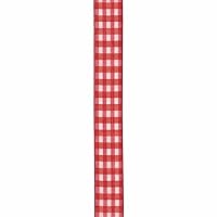 Offray, Red Taffeta Gingham Check Craft Ribbon, 5/8-Inch, 5/8 Inch x 9 Feet