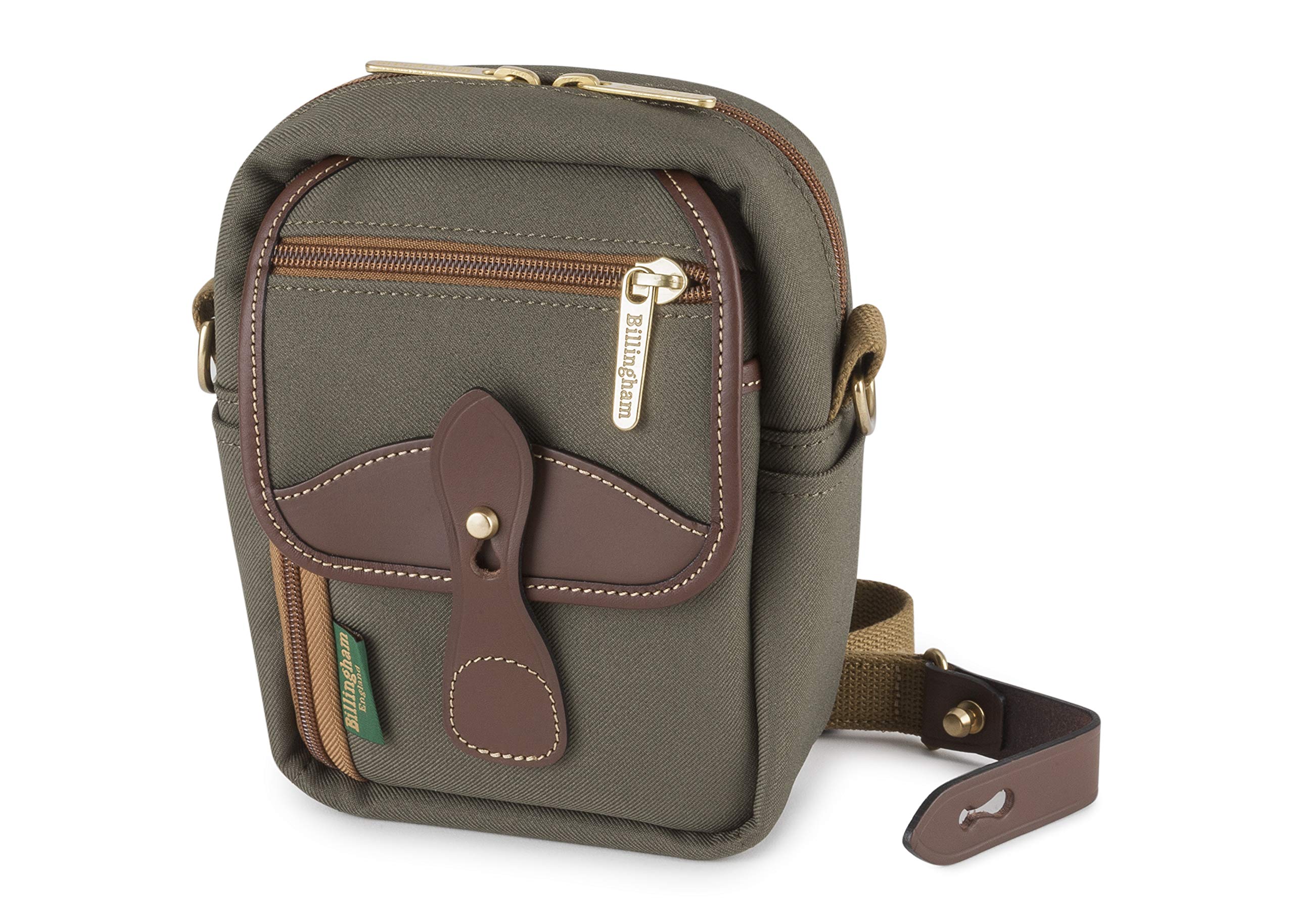 Billingham Compact Stowaway Camera/Travel Pouch (Sage FibreNyte/Chocolate Leather)