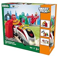 World - 33873 Smart Tech Engine Set with Action Tunnels | 17 Piece Train Toy with Accessories and Wooden Tracks for Kids Age 3 and Up