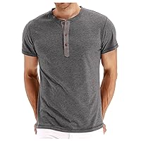 Mens Fashion Henley Shirts Short Sleeve Button T-Shirt with Pocket Classic Fit T Shirt Summer Lightweight Tops