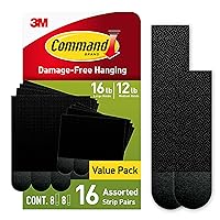 Command Medium and Large Picture Hanging Strips, Damage Free Hanging Picture Hangers, No Tools Wall Hanging Strips for Living Spaces, Black, 8 Medium Pairs and 8 Large Pairs