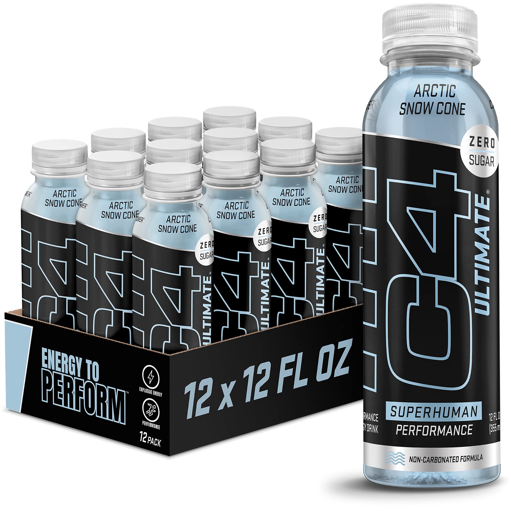 C4 Ultimate Non-Carbonated Zero Sugar Energy Drink, Pre Workout Drink + Beta Alanine, 12 Fl Oz (Pack of 12)