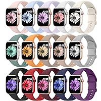 15 Pack Soft Silicone Bands Compatible with Apple Watch Band 40mm 41mm 38mm 45mm 44mm 42mm for Women Men,Waterproof Sport iWatch bands Replacement Strap Wristbands for iWatch SE Series 9 8 7 6 5 4 3 2