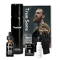 True Sons Hair Dye For Men And Beard Oil - Complete Hair, Beard and Mustache Kit For Natural Dark Brown Look. Instant Dye Booster Applicator For Grey Hair (1.75 oz Light Brown), Daily Beard Oil (1 oz)