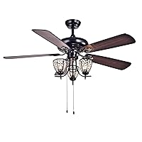 Warehouse of Tiffany Mirabelle 3-light 5-blade 52-inch Black Metal and Crystal Lighted Ceiling Fan