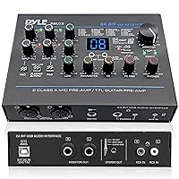 Pyle Professional USB Audio Interface with MIC/LINE, Guitar, AUX Stereo and RCA Inputs, Phone/Stereo/Monitor Outputs, Ideal for Computer Playing & Recording, Preset 24 Digital Effects - PMUX9