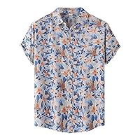 Mens Navy Hawaiian Shirt Mens Lightweight Tshirt Pack Saint Patricks Day Button Up Shirt Polyester Short Sleeve Shirt