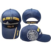 United States Navy USS John C. Stennis CVN-74 Look Ahead Shadow Navy Blue Acrylic Adjustable Embroidered Baseball Hat Cap - Officially Licensed