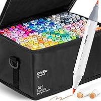 Ohuhu Alcohol Based Brush Markers -Double Tipped Art Marker Set for Artists Adults Coloring Sketch Illustration - Brush & Fine Dual Tips - 216 Colors - Honolulu B of Ohuhu Markers - Refillable Ink