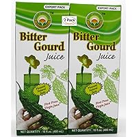 Bitter Gourd Juice, Pack of 2, 16.23 Fl Oz (480ml), Karela Juice, No Sugar or Artificial Colors Added