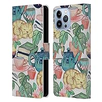 Head Case Designs Officially Licensed Micklyn Le Feuvre Lazy Afternoon A Chalk Pastel Illustration Patterns 2 Leather Book Wallet Case Cover Compatible with Apple iPhone 13 Pro Max