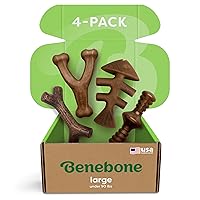 Benebone Large 4-Pack Dog Chew Toys for Aggressive Chewers, Made in USA, 90lbs and Under