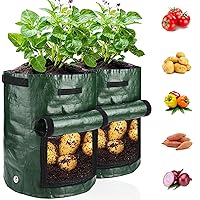 Potato Grow Bags, 2 Pack 7 Gallon with Flap and Handles Planter Pots for Onion, Fruits, Tomato, Carrot, Green