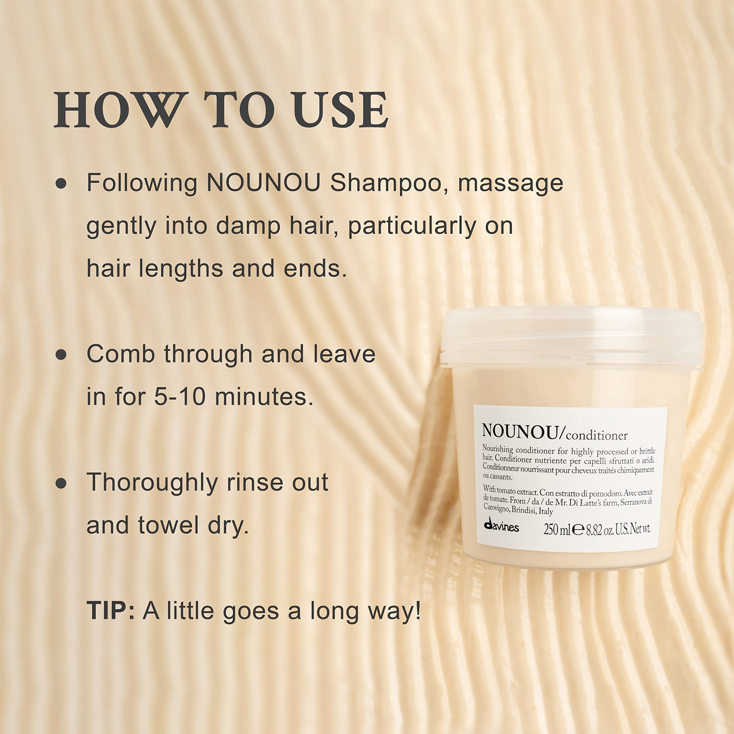 Davines NOUNOU Conditioner, Hydrating Deep Conditioner for Bleached, Permed, Relaxed, Damaged Or Very Dry Hair, Replenishes Chemically Processed Hair