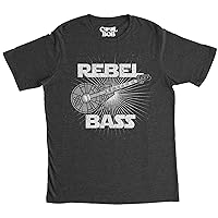 Mens Rebel Bass T Shirt Funny Star Galaxy Force Ship Guitar Graphic Novelty Tee for Guys