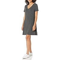 Amazon Essentials Women's Regular Short-Sleeve v-Neck Swing Dress