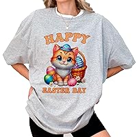 DuminApparel Cute Easter Kitten Cat Happy Easter T-Shirt Multicolor