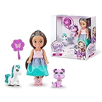 Princess Doll and Pet Set (Blue Dress & Dog Set) by ZURU 2 Pets, Hair Styling for Kids, Dog, Unicorn, Nurture Toys for Girls, Posable Fashion Doll, Removable Dress, Gifts for Girls 4-8