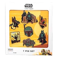 STAR WARS The Book of Boba Fett Metal-based with Enamel 7 Pin Set. Comes in a 14.2x12.5cm Officially Licensed Box (Amazon Exclusive), Multi Color