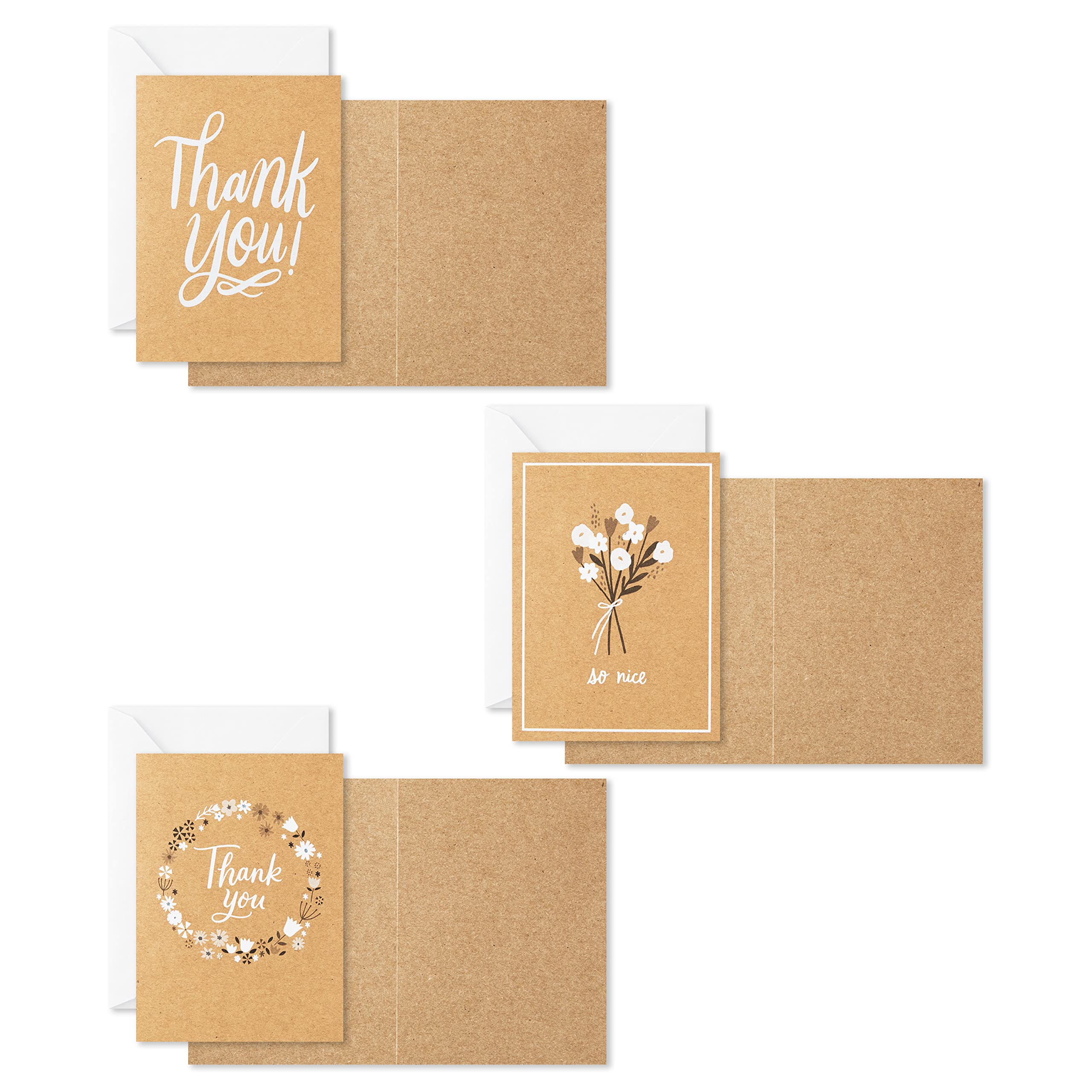 Hallmark Thank You Cards Assortment, Rustic Kraft (48 Thank You Notes with Envelopes)