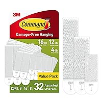 Command Picture Hanging Strips Variety Pack, Damage Free Hanging Picture Hangers, No Tools Wall Hanging Strips for Living Spaces, White, 8 Small Pairs, 16 Medium Pairs and 8 Large Pairs(64 Strips)