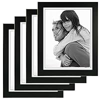Malden 8x10 Picture Frame, Wide Real Wood Molding, Real Glass, Black, 4