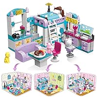 3 in 1 Dream Home Friends Building Sets for Girls 6-12,Creative 194 Pieces Friends Play House Educational Bricks DIY Toys Christmas Birthday Gift for Kids Age 6 7 8 10 11 12