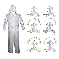 Baby Toddler Boy Suit Baptism Christening Vest Long Sleeve Set Outfits Cross Grapes Embroidery New Born-4T