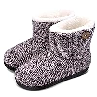 Parlovable Women's Bootie Slippers Warm Knit Plush Lining Boots Comfortable Memory Foam Slip-on Comfy House Shoes Breathable Indoor Winter