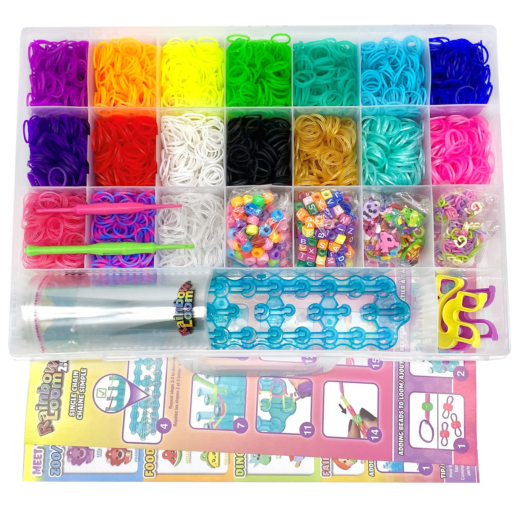 Rainbow Loom® Loomi-Pals™ MEGA Set, Features 60 CUTE Assorted LP Charms, the NEW RL2.0, Happy Looms, Hooks, Alpha & Pony Beads, 5600 Colorful Bands all in a Carrying Case for Boys and Girls 7+