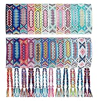 Henoyso 24 Pcs Nepal Woven Friendship Bracelets Adjustable Braided Bracelets Woven Bracelet String Friendship Bracelets with a Sliding Knot Closure for Women Girls Kids