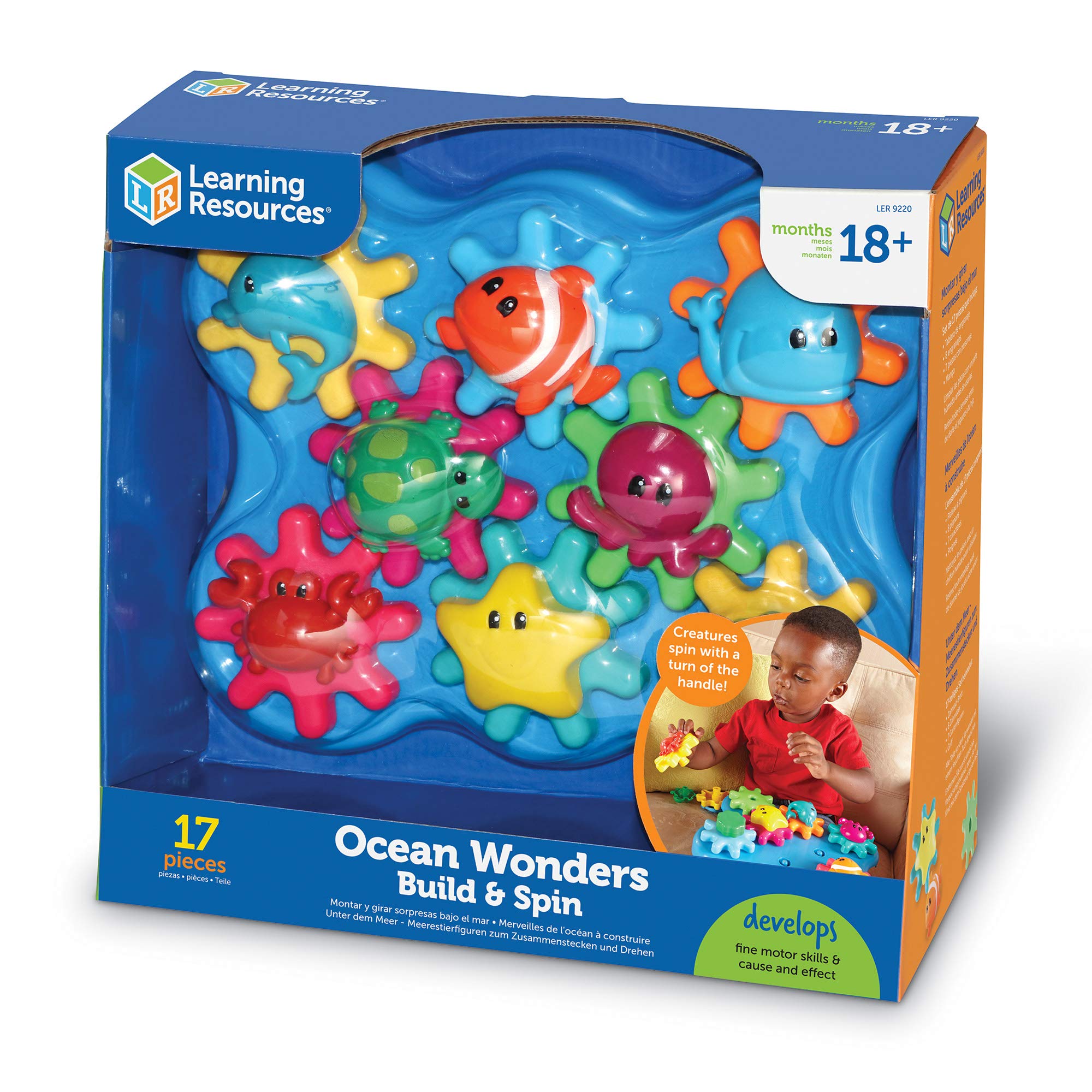 Learning Resources Ocean Wonders Build & Spin, Gears Toy & Building Set, 17 Pieces, Ages 18+ months