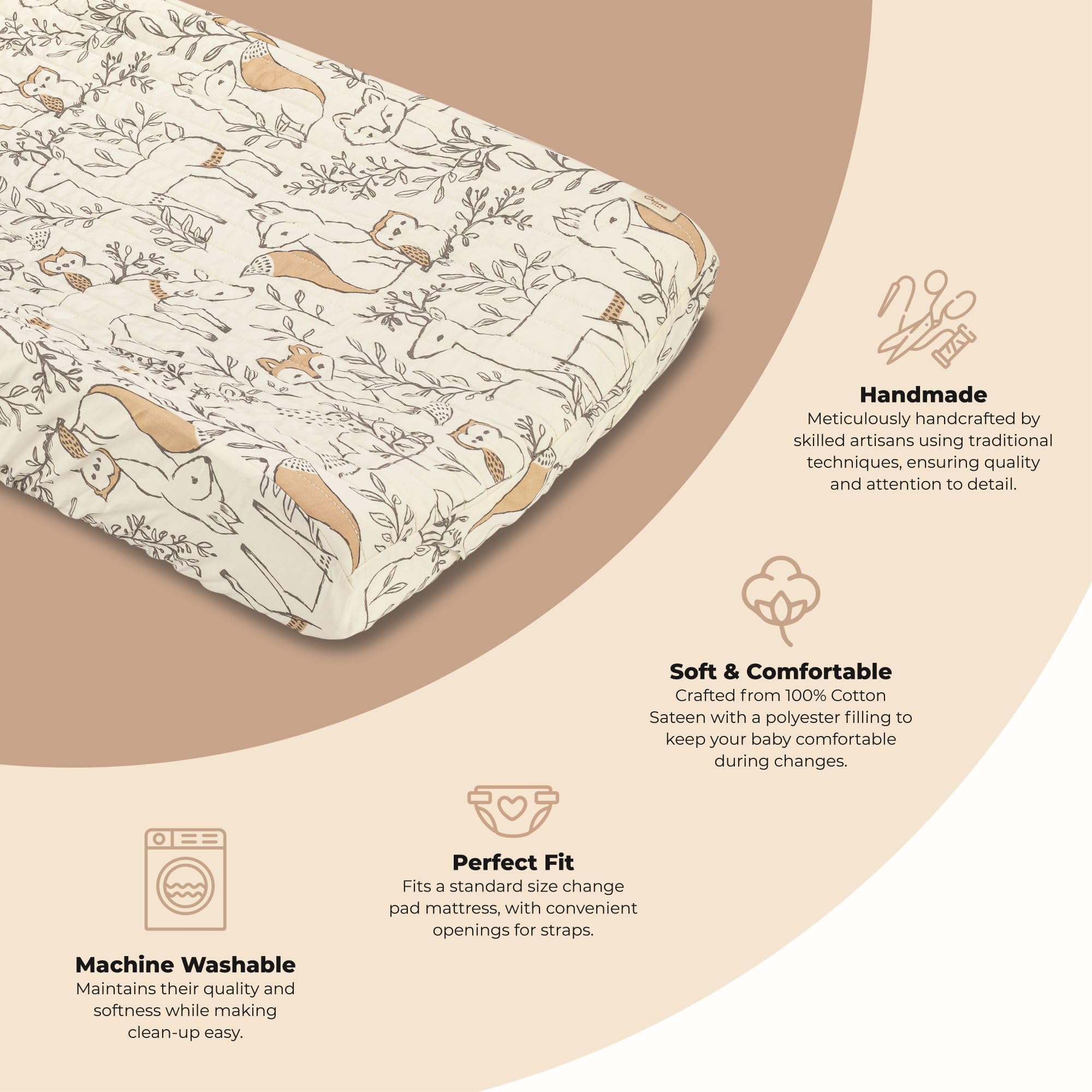 Ezra Woodland Change Pad Cover (Fox Print)