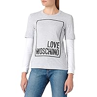 Love Moschino Chic Gray Long-Sleeved Cotton Tee with Women's Logo