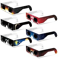 Solar Eclipse Glasses Approved 2024, (6 Pack) CE and ISO Certified Solar Eclipse Observation Glasses, Safe Shades for Direct Sun Viewing'