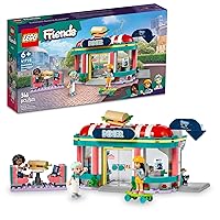 LEGO Friends Heartlake Downtown Diner Building Toy - Restaurant Pretend Playset with Food, Includes Mini-Dolls Liann, Aliya, and Charli, Birthday Gift Toy Set for Boys and Girls Ages 6+, 41728
